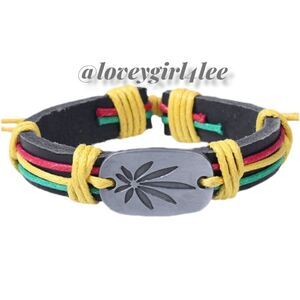 COLORFUL VEGAN LEATHER LEAF BRACLET #P1